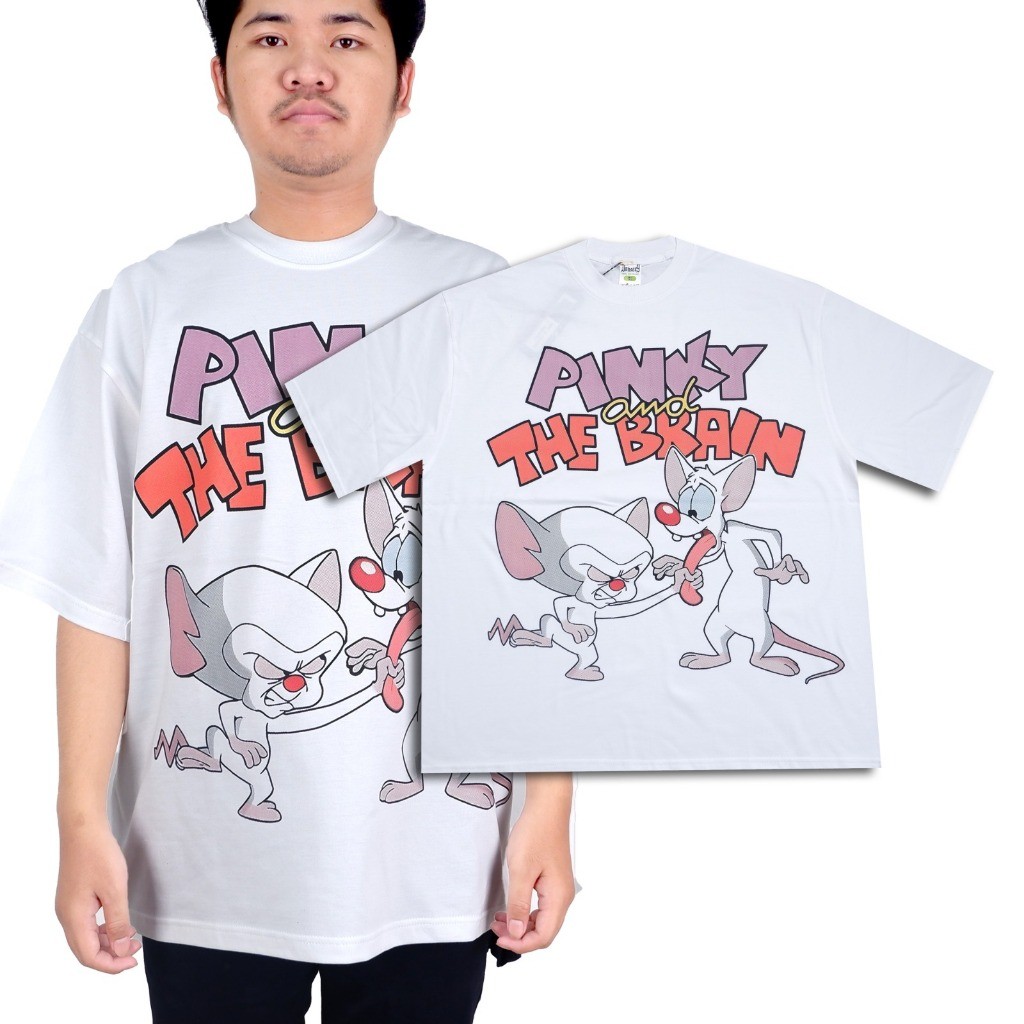 (COD) Tshirt Pinky And The Brain Kaos Cartoon Film Movie Vintage Bootleg Oversize