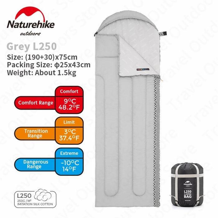 SLEEPING BAG NATUREHIKE NH21MSD07 - L350 Grey