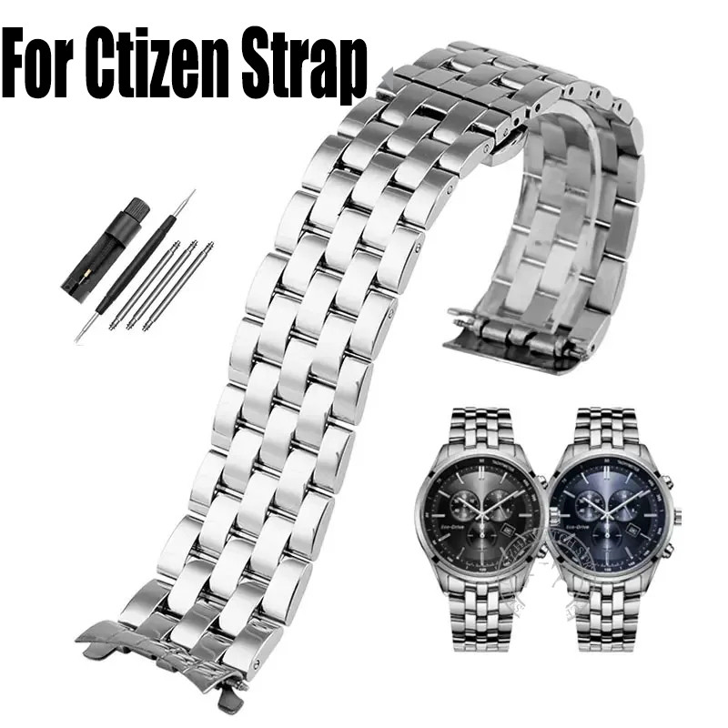 For Citizen stainless steel Curved Watband 21mm Bracelet For Citizen Solar AT2140-55 AT2149-85X AT21