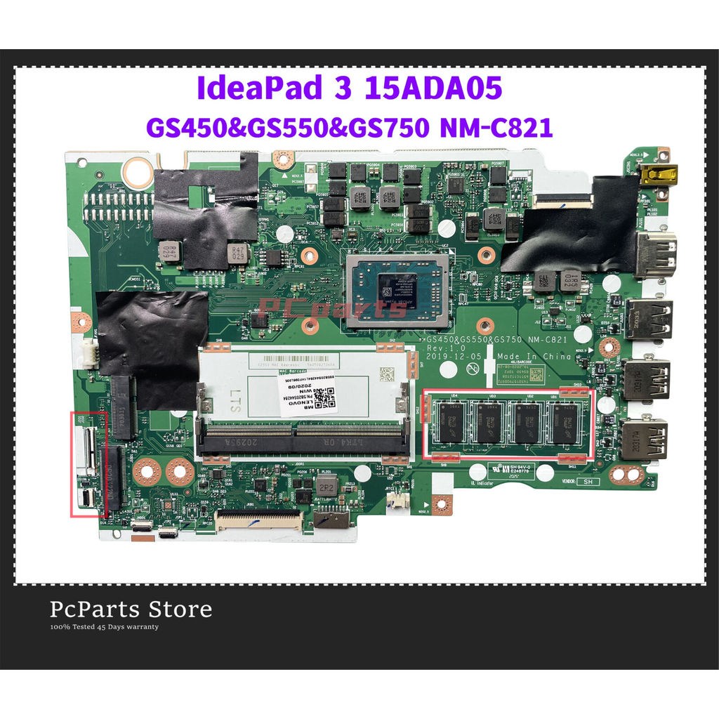 PCparts GS450&GS550&GS750 NM-C821 For Lenovo IdeaPad 3 14ADA05 Laptop Motherboard AMD Ryzen3 R5-3500