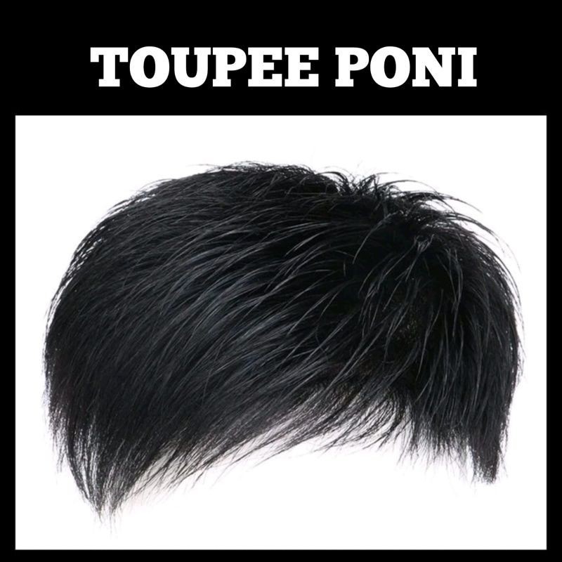Wig Toupee Poni Untuk Pria Botak Penutup Rambut Baigian Depan Lebih Panjang Penutup Botak Depan