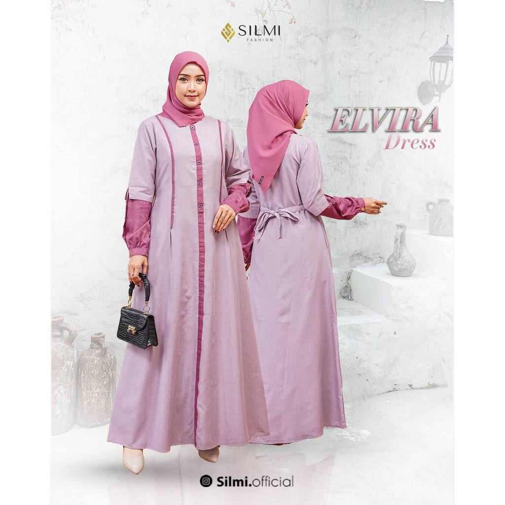 Baju Gamis Kondangan Harian Dress Muslim Wanita Muslimah Remaja Warna Hitam Simple Look Silmi Elvira