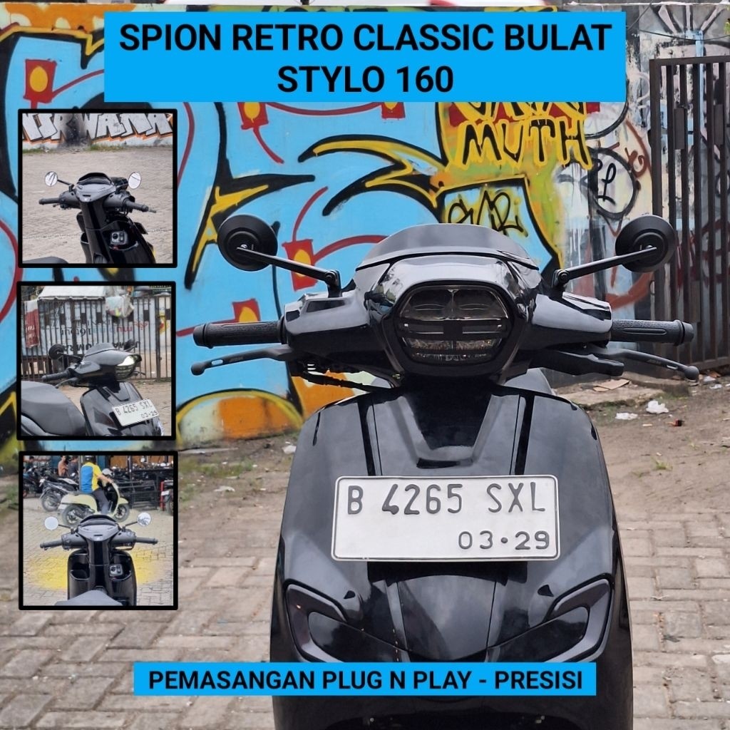 Kaca Spion Honda Stylo 160 Model Retro Classic Bulat / Spion Stylo 160 / Spion Bulat Stylo 160
