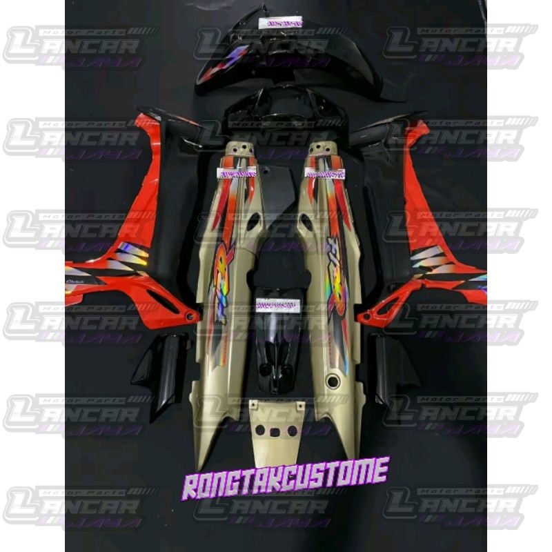 full set body halus fiz r f1zr hitam oren gold set stiker milenium hologram cover bodi fiz r f1zr mi