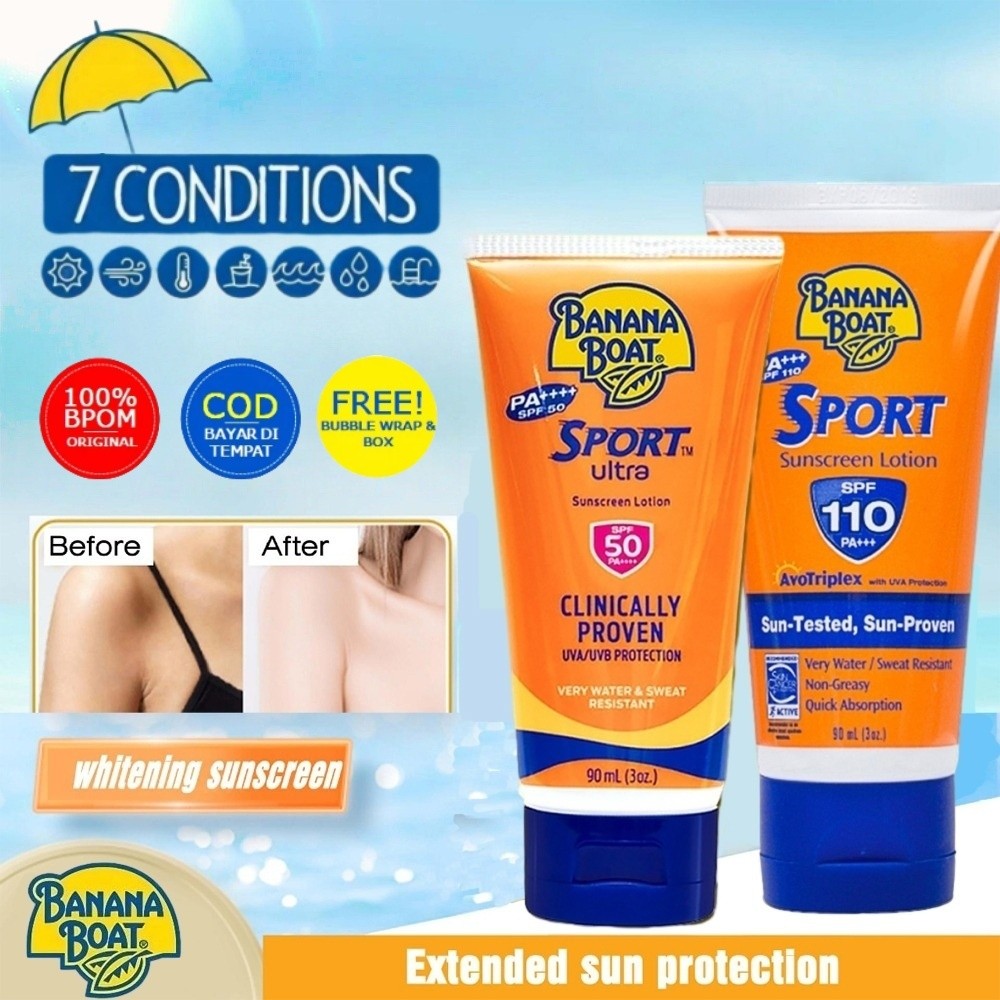 Banana Boat Sunscreen 90ml Banana Boat Sport Sunscreen Lotion SPF 110+++ Sunblock Physical Sunscreen
