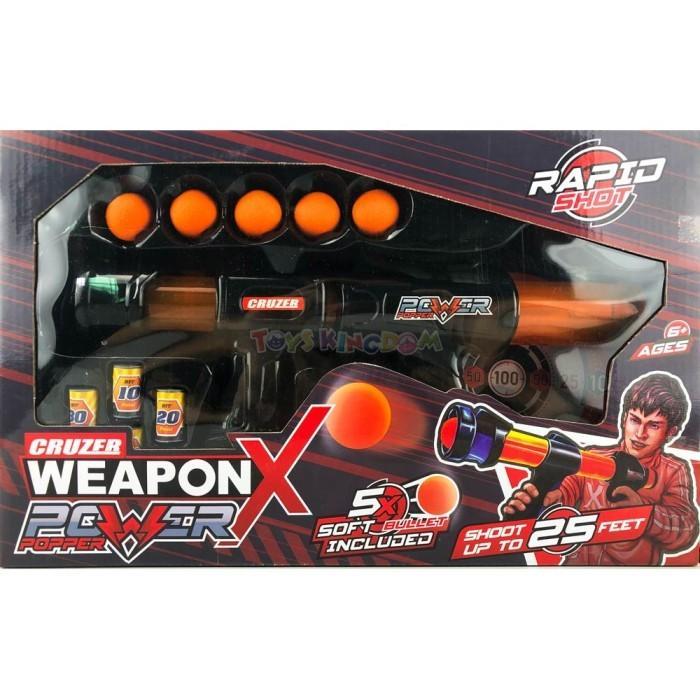 Cruzer Weapon Black Power Popper Rapid Shot with 5 Soft Bullets - Power Popper