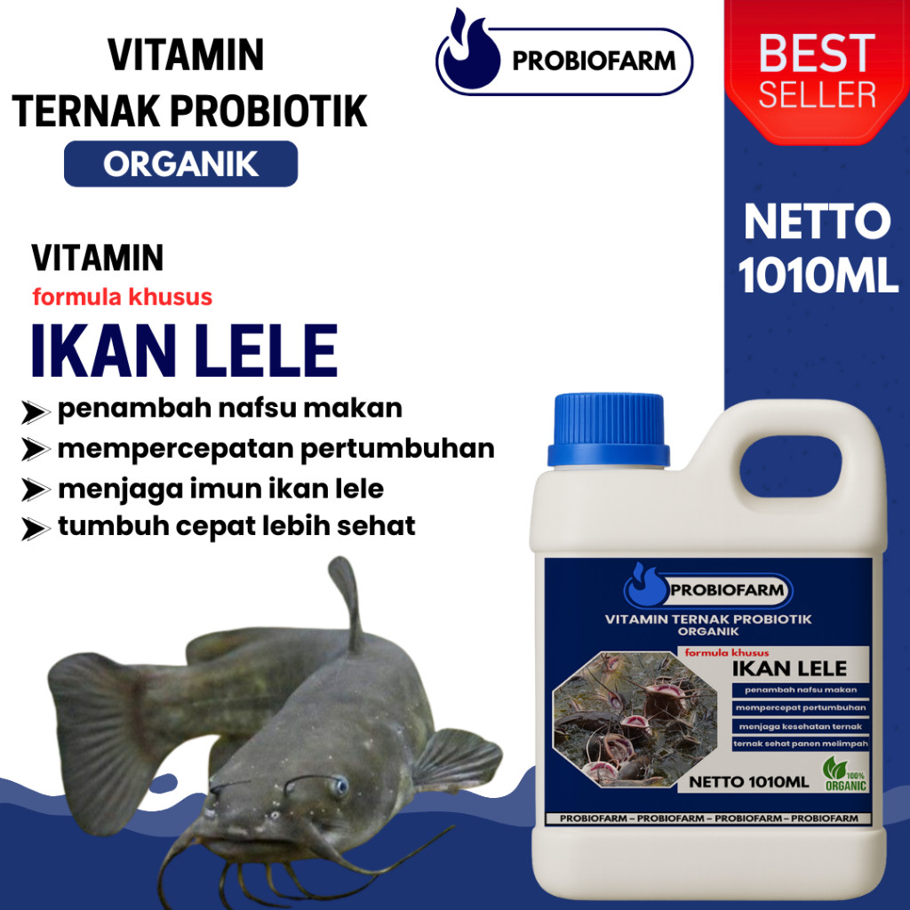 Probiofarm Ikan Lele, Vitamin Ikan Lele Agar Cepat Besar 1010 ml Probiotik Pemacu Pertumbuhan Ikan L