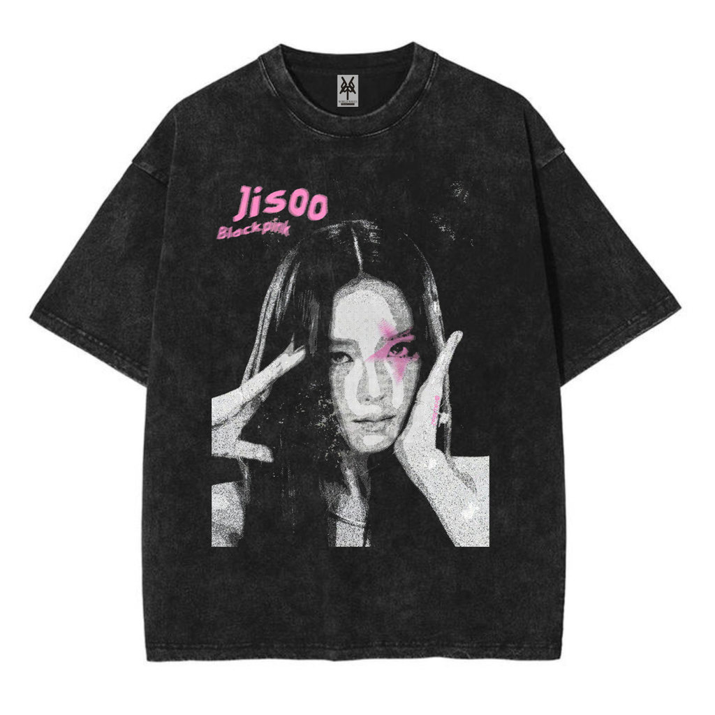 Kaos oversize jisoo blackpink washed washing vintage tee