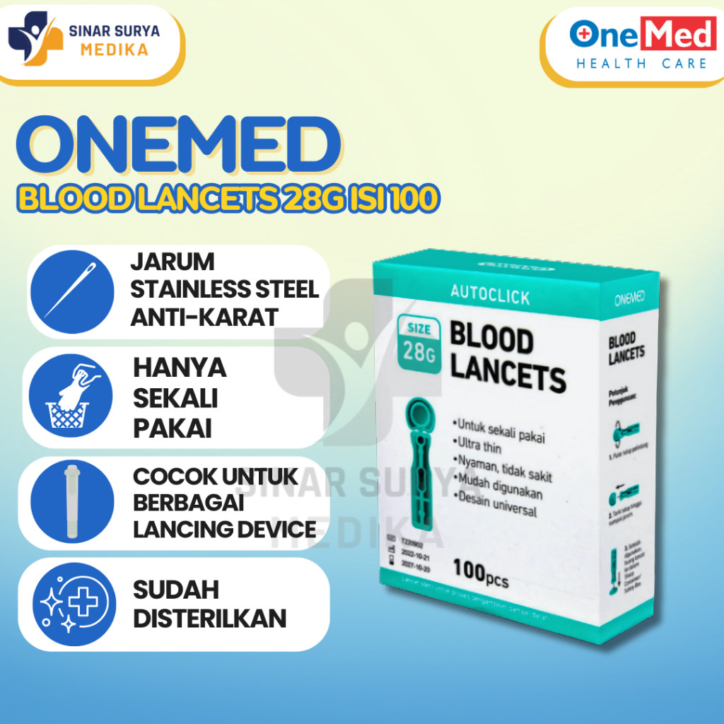 Jarum Blood Lancet 28G Onemed / Lancet 100 pcs Onemed / Jarum Lancet Onemed 100 pcs