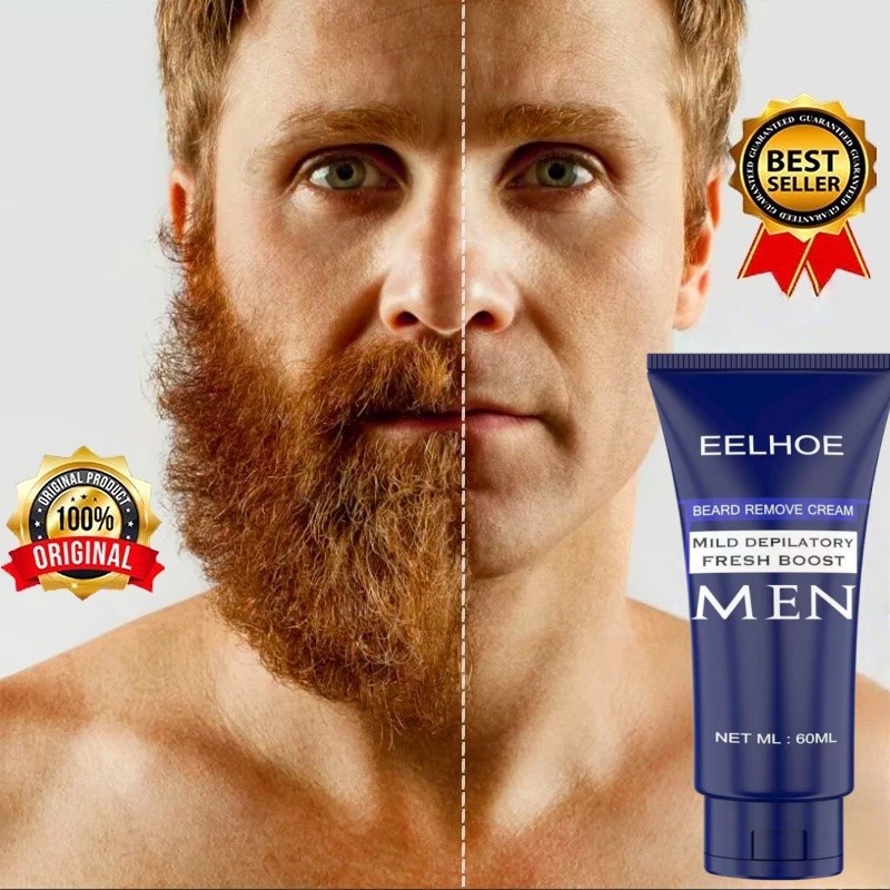 EELHOE Krim Penghilang Bulu Jenggot Perontok Brewok 60ml Krim Penghilang Bulu Pria Penghilang Bulu K