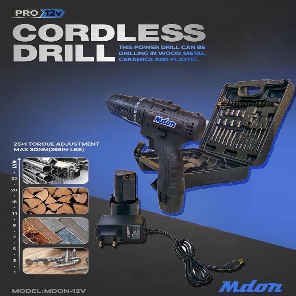 MDON Mesin Cordless Drill 12V