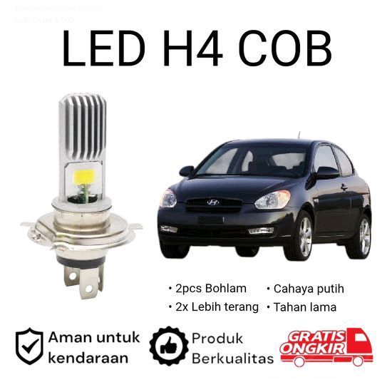 2pcs Lampu Utama LED H4 COB Mobil Hyundai Accent A.sby