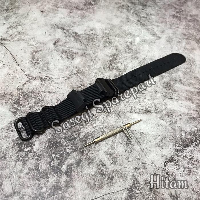 Strap Tali Kanvas Nato Canvas Casio G-Shock Adapter Konektor Gshock - Hitam