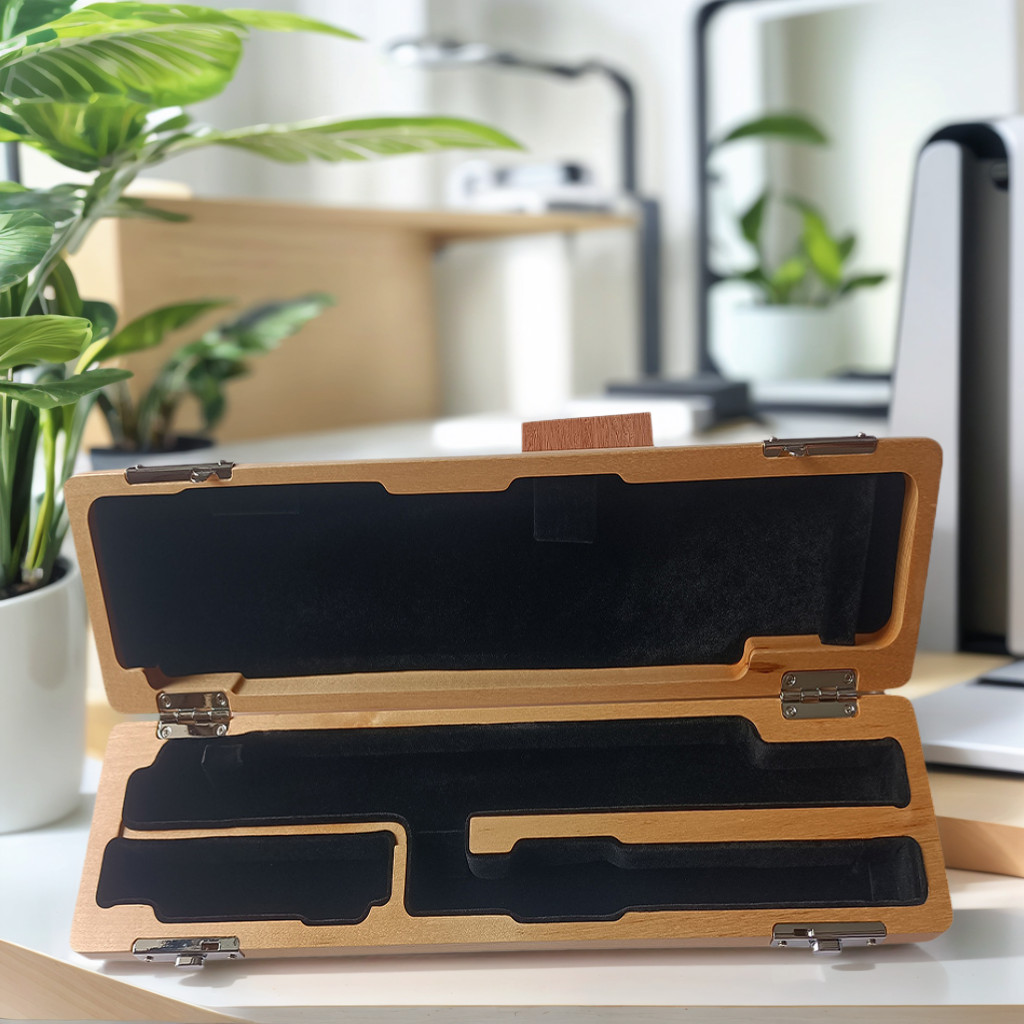 High Quliaty 16 Hole Flute Case Maple Wood C foot Flute Hard Case Portable Maple Wood Flute Case For