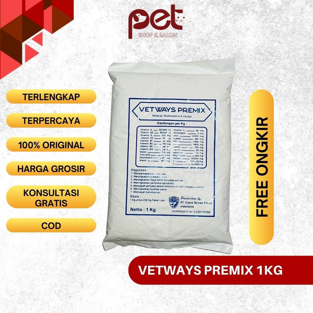Vetways Premix 1 Kg - Suplemen Premix Kambing - Premix Sapi - Premix Domba - Suplemen Kambing - Mine