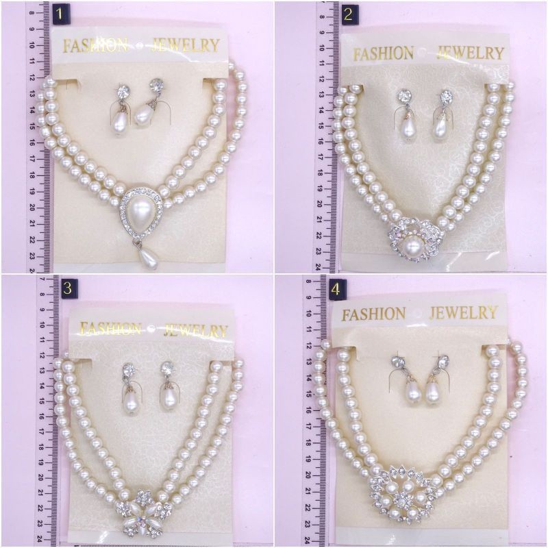 kalung mutiara motif/kalung set anting mutiara/ kalung mutiara susun 2 /kalung mutiara pesta