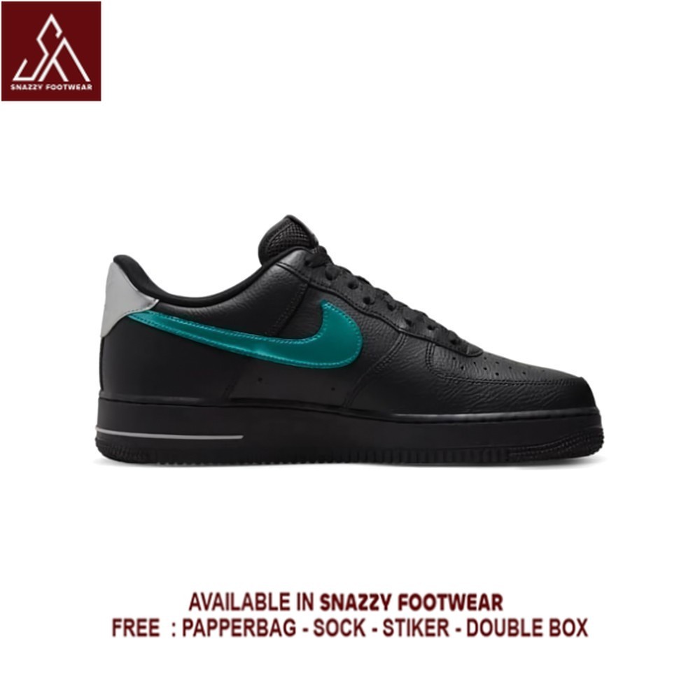 Sepatu Nike Air Force 1 Black Wolf Grey 100% Original BNIB Sneakers Unisex