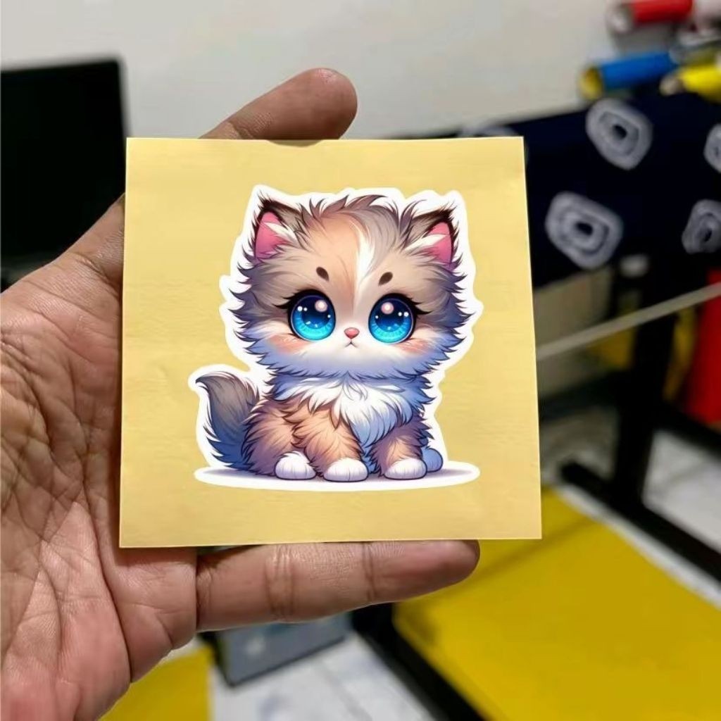 Stiker Kucing, Kucing Lucu, Stiker Reflektive Nyala, Hologram, Hp, Motor
