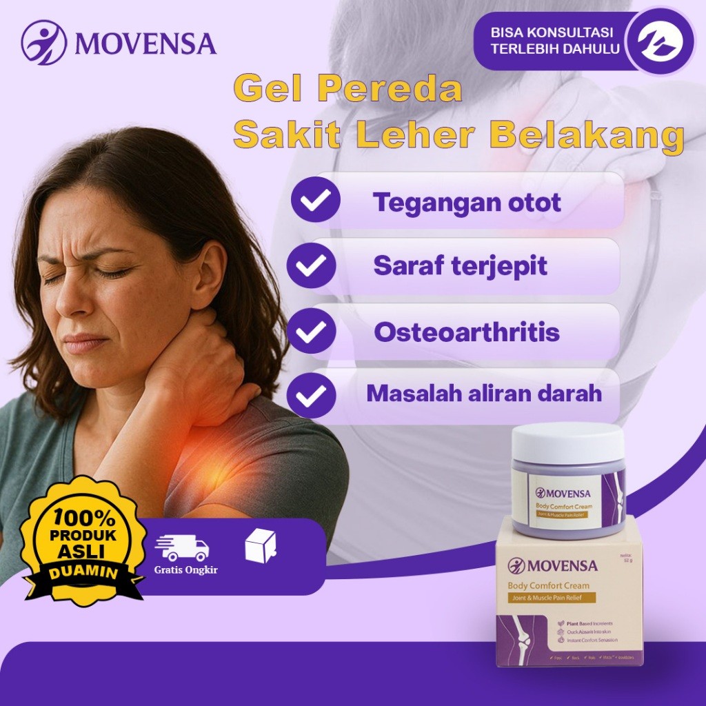 Movensa Gel Cream Herbal Original Soothing Krim Terpercaya Pereda Nyeri Sendi Aman Sehari-hari