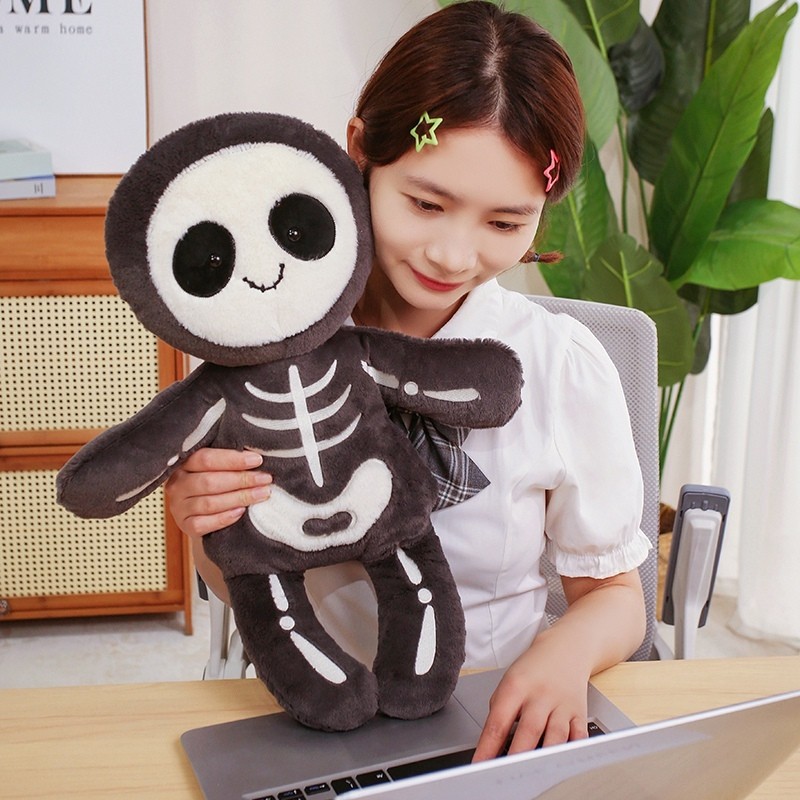 Kawaii Black Devil Skeleton Plush Toys Creative Stuffed Animal Gothic Skull White Mummy for Kids Hal