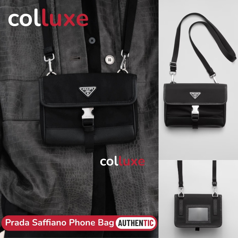 Prada Re-Nylon and Saffiano Phone Bags Men's Shoulder Bag
