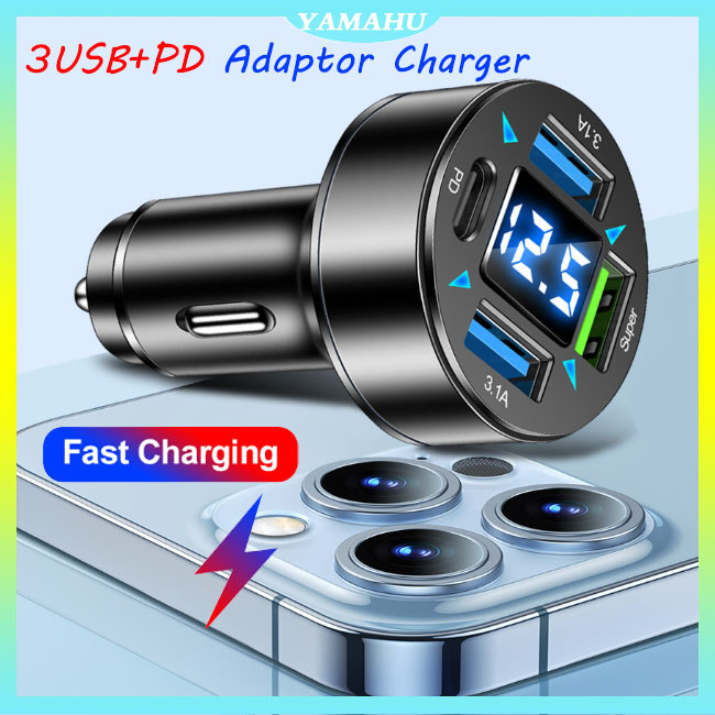 4-in-1 3USB+PD Charger mobil Fast Charging Quick Charger Universal