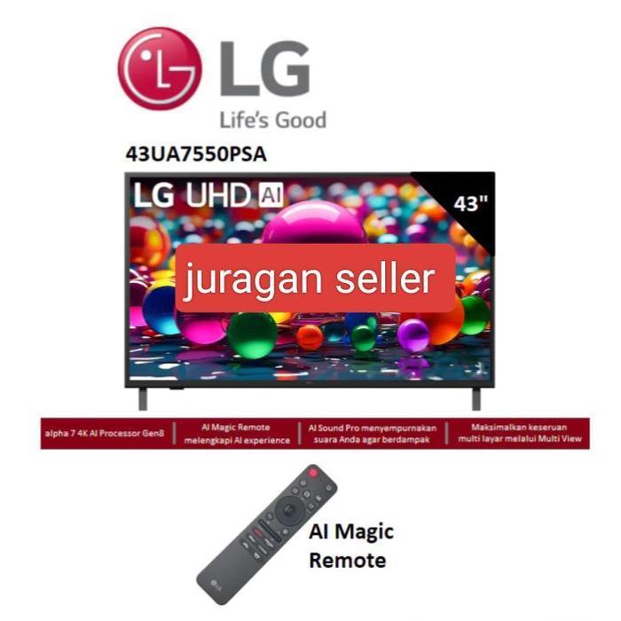 PREMIUM Promo cuci gudang LG 43UA7550PSA Smart TV UHD AI | LED TV 43 Inch 43UA7550 AI Processor
