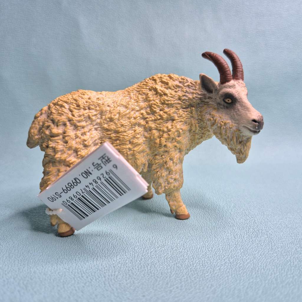ZDANB8NR Figure kambing gunung gemuk putih bertanduk Mountain Goat Hewan PVC padat mainan miniatur d