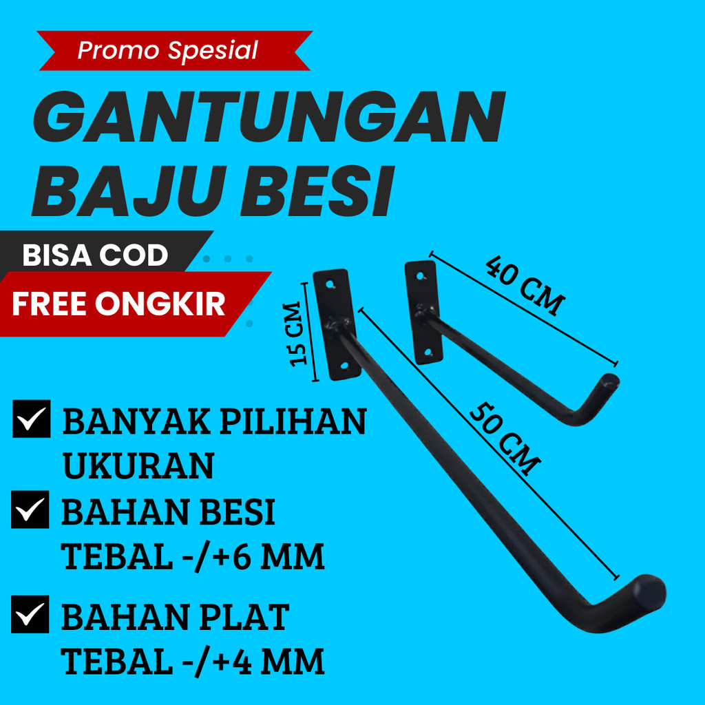gantungan baju dinding besi serbaguna kaitan besi