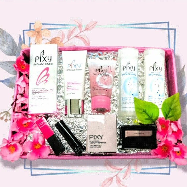 PIXY PAKET ISI 7 / PAKET SESERAHAN HANTARAN / PAKET LENGKAP CUSHION / PRIMER / LIP CREAM / BEDAK