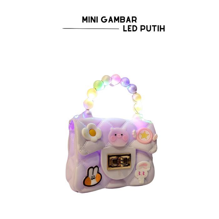 berkahjaya shopp Tas Selempang Jelly Glossy Mini Boneka Anak Lampu Led I Tas Selempang I Tas Wanita 