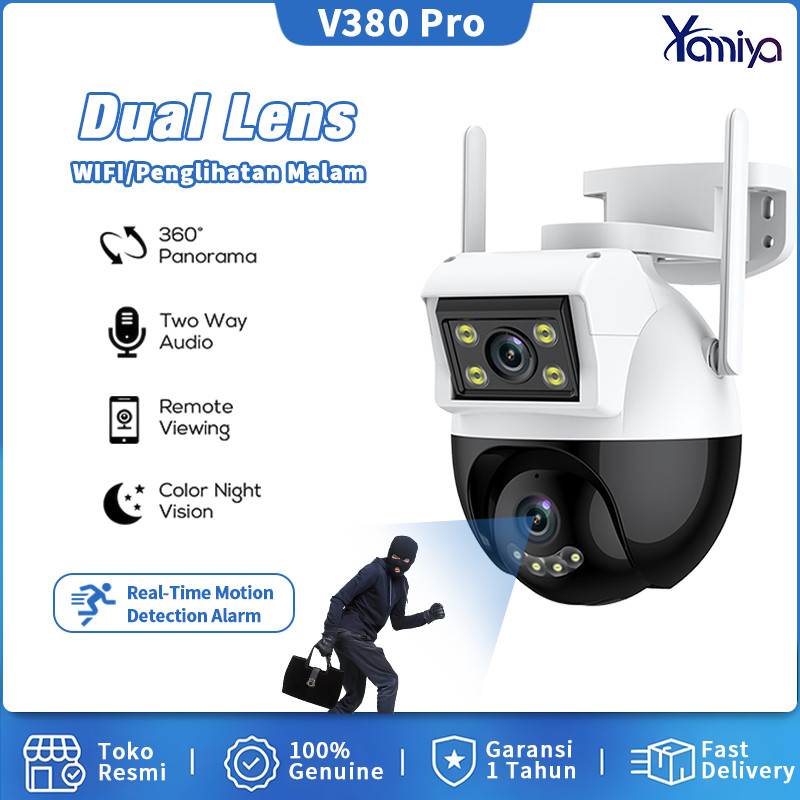 SR25 - V380 Pro Outdoor Dual Lens CCTV Full HD Auto Tracking Wireless Wifi 360 PTZ Panoramic IP