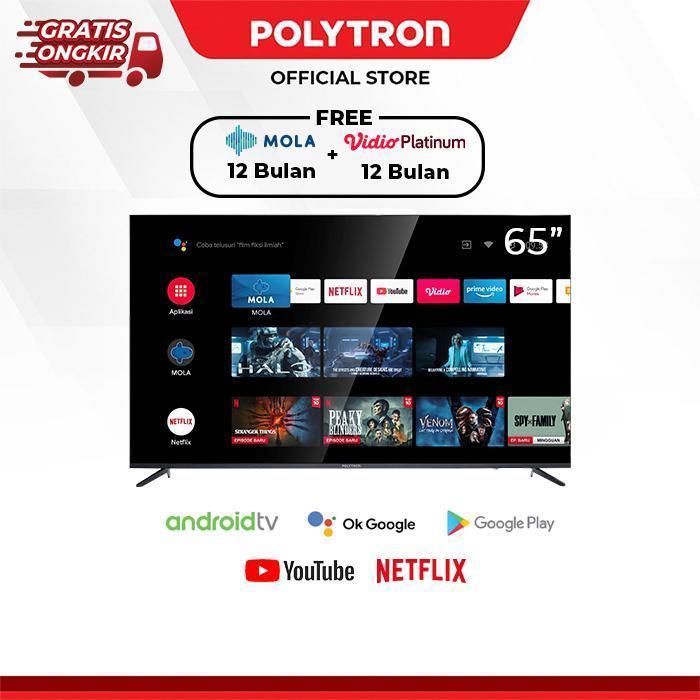 Promo Promo POLYTRON 4K UHD Smart Google TV 65 Inch PLD 65UG9959 Keren - hitam