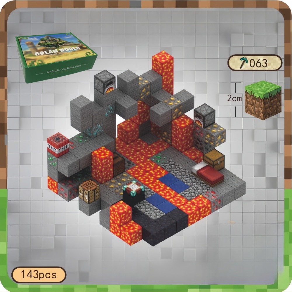 Magnetic Mine World Cube Building Blocks Magnet Word Set for Boys Girls Age 3+ DIY Model  Kids  Puzz