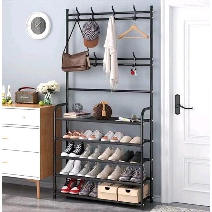 PROMO  Rak Gantungan Baju Tas Sepatu Hanger Berdiri Topi Rak Susun Jemuran Baju  Pakaian Besi Portab