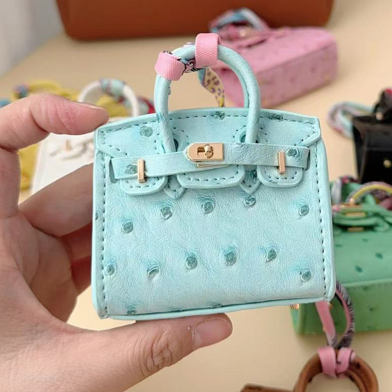Luxury Handcrafted Mini Ostrich Leather Bag Pendant – Chic, Stylish & Ideal for Fashion Bags