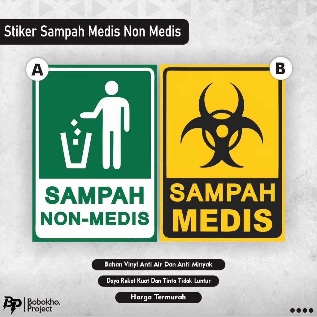 Stiker Sampah Medis Non Medis / Sticker Limbah Medis / Sticker Limbah Non Medis / Stiker Sampah