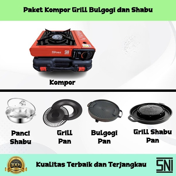 Kompor Portable Paket Barbeque Grill Paket Suki Shabu Plus Tabung Gas Paket Kompor Grill Shabu Paket