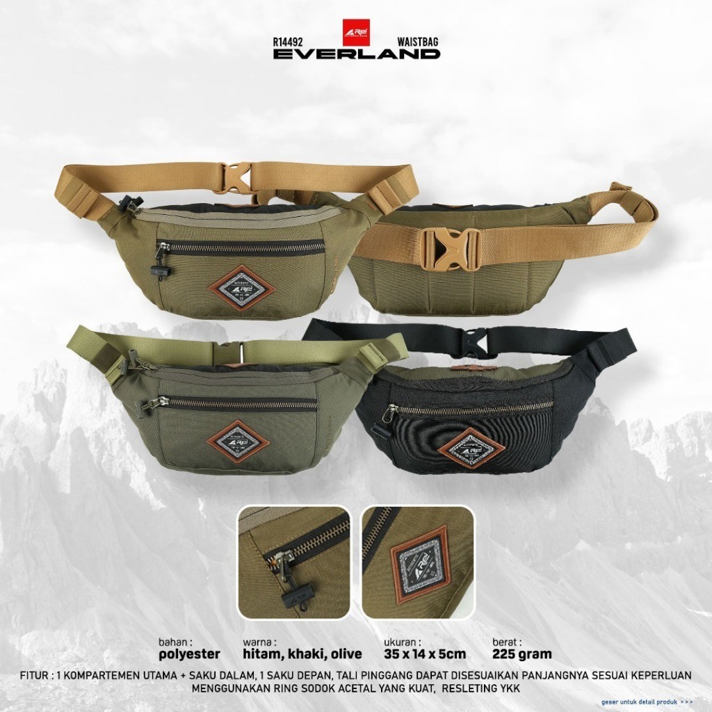 Tas Pinggang Everland Arei Outdoorgear / Waist Bag Pria Original Arei