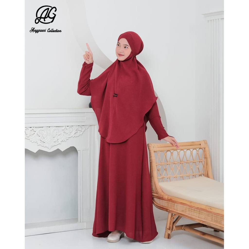 HASNA Kids gamis Syar'i Set Muslimah Krudung Jumbo cadar bandana Khimar Crinkle Airflow Abaya Syari 