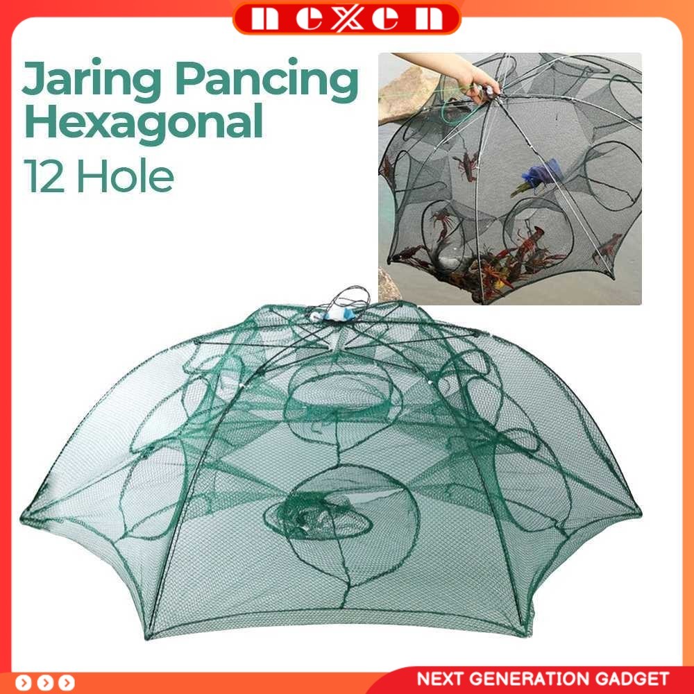 Jaring Pancing Ikan Hexagonal 12 Hole Fishing Net Trap Cage - H14572
