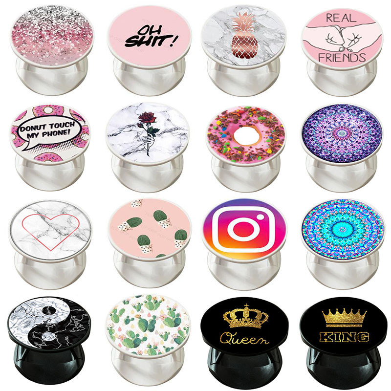 Phone Socket Stand Holder For Mobilephones Expanng Phone Grip Colorful Pattern Earphone Winder For I