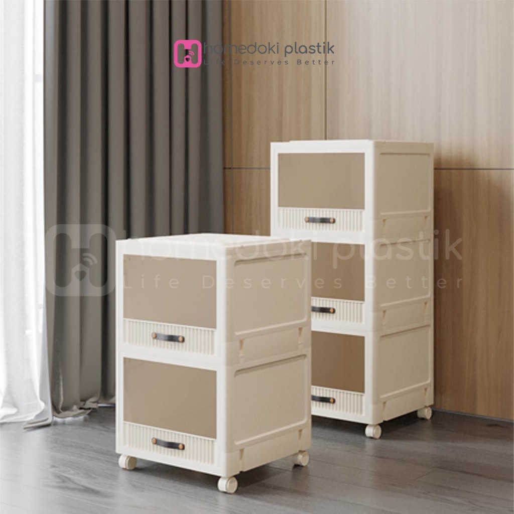 Homedoki Lemari Plastik 5 Susun/Lemari Plastik Pakaian Lipat/Lemari Plastik Estetik/Lemari Plastik P