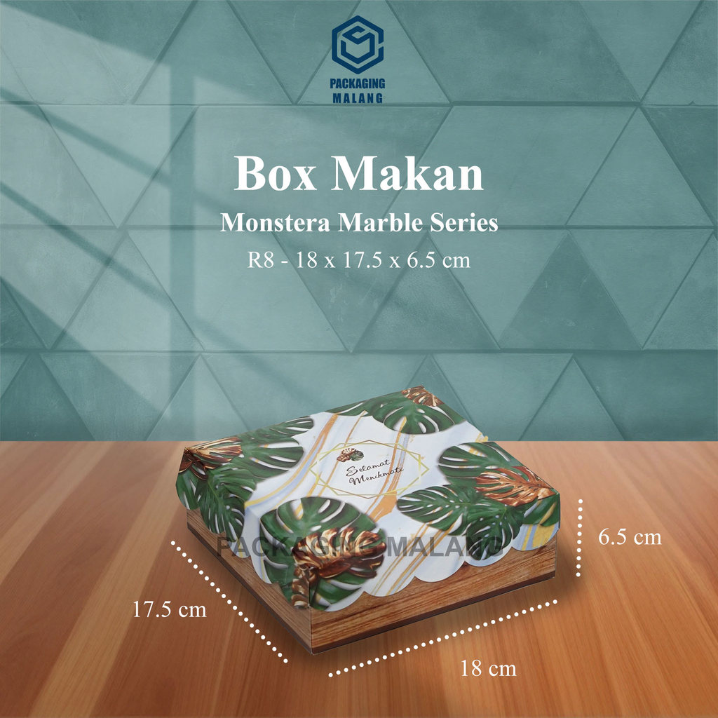 Dus Nasi/Box Kotak Nasi Motif Monstera Marble R8/uk.18x18x7