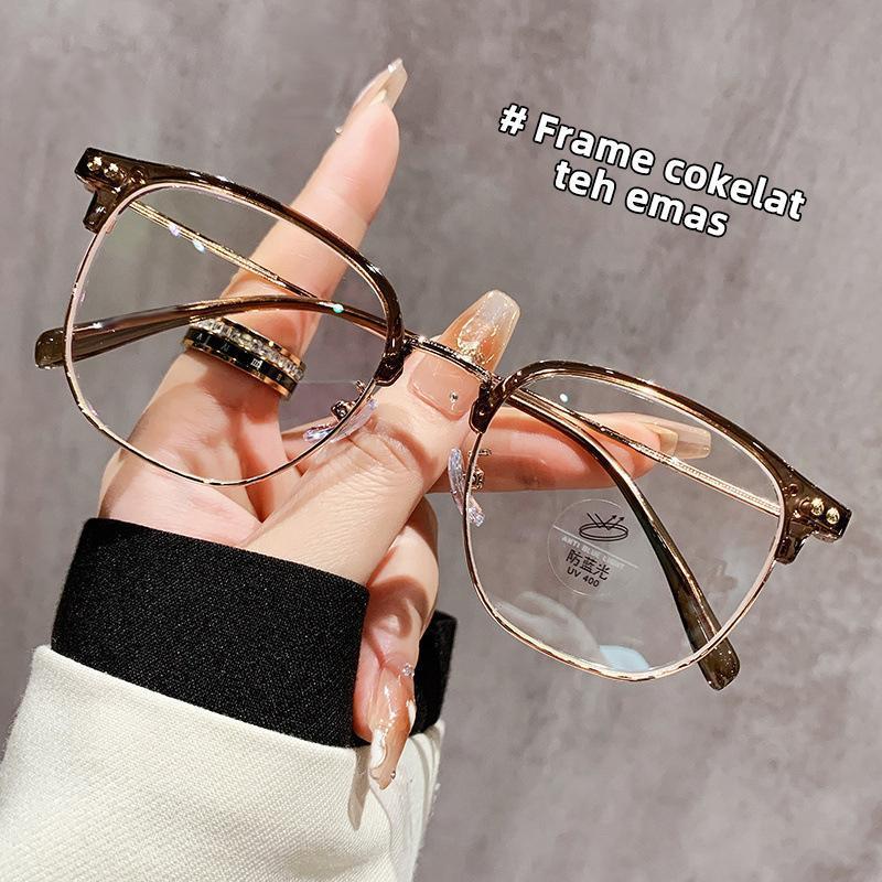 Bisa Baca setengah Kacamata Baca Setengah Bingkai Antiradiasi Frame Wanita Hitam Gaya Modern 9202 ka