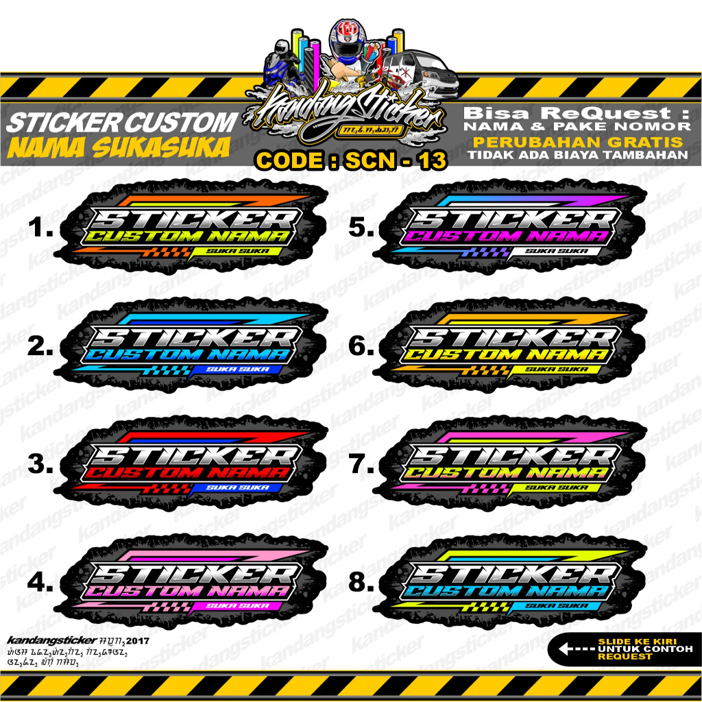 Stiker Custom Nama SCN-13 StickerCustom Racing Sunmori Sticker motor Stikercustom Stiker Custom Satu