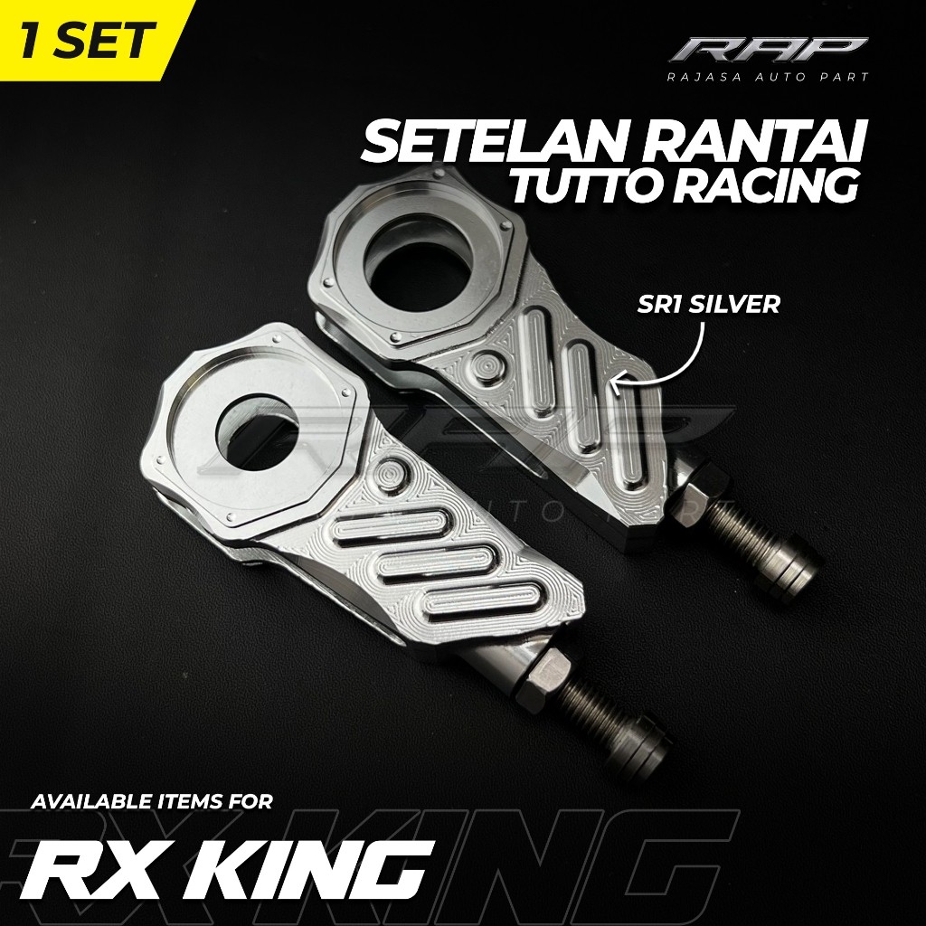SETELAN RANTAI RX KING / STELAN RANTE RX KING ANTING RANTAI SR1 CNC HITAM SILVER CHROME TUTTO RACING