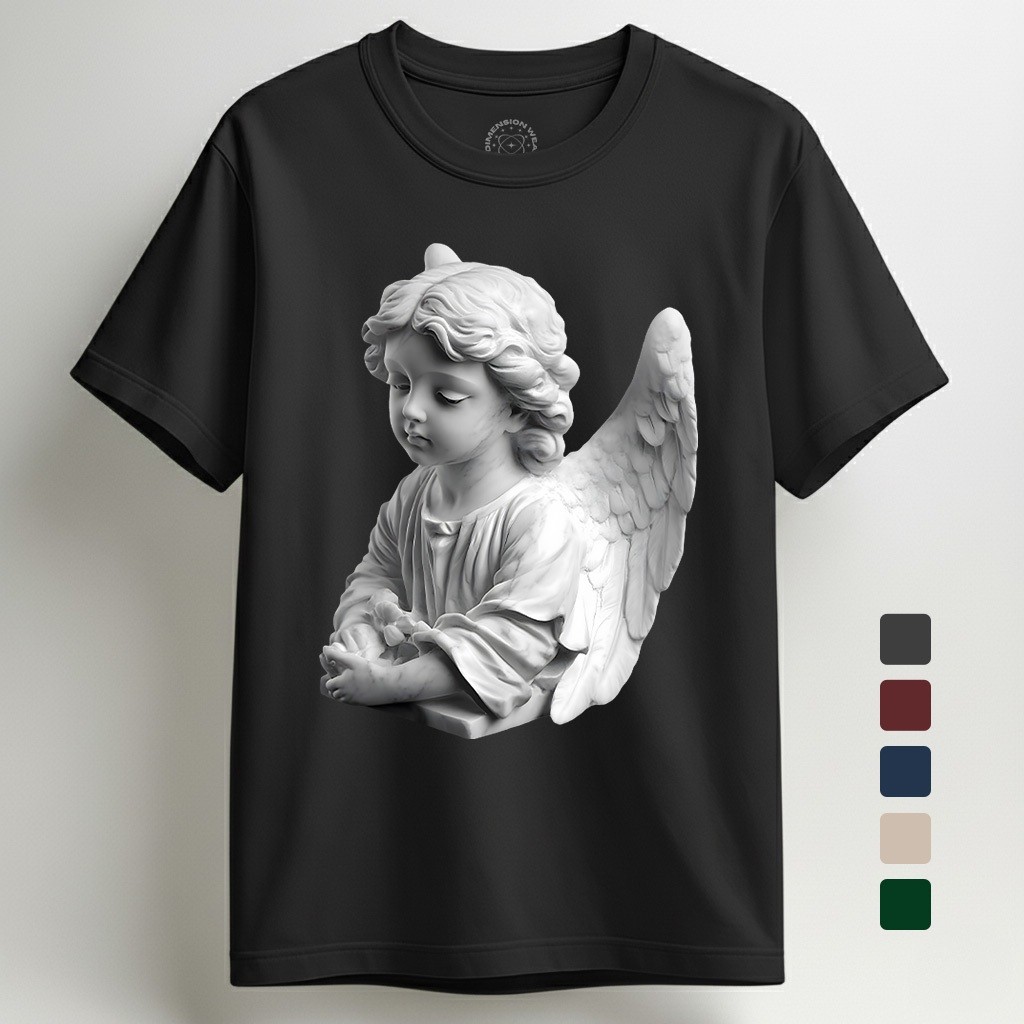 3DimensionWear - Kaos Distro Premium Original 3D Child Winged Angel Statue  - DT0976