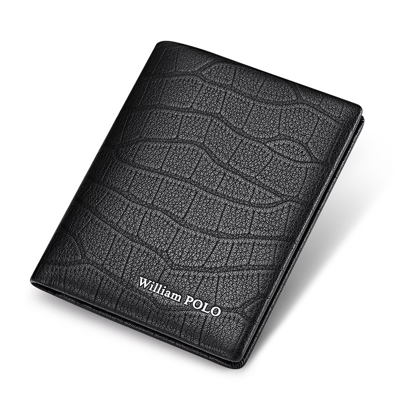 WILLIAMPOLO 100% Genuine Leather Wallet Men Crocodile Pattern Men Card Holder Wallet Real Cowhide Wa