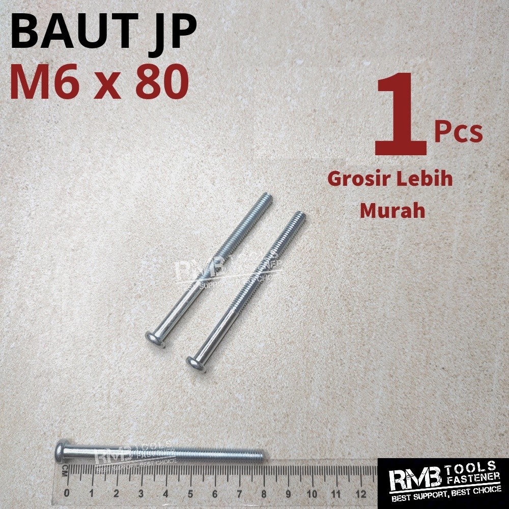 M6x80 Baut JP Pentol Pan Machine Screw Obeng Plus + M6